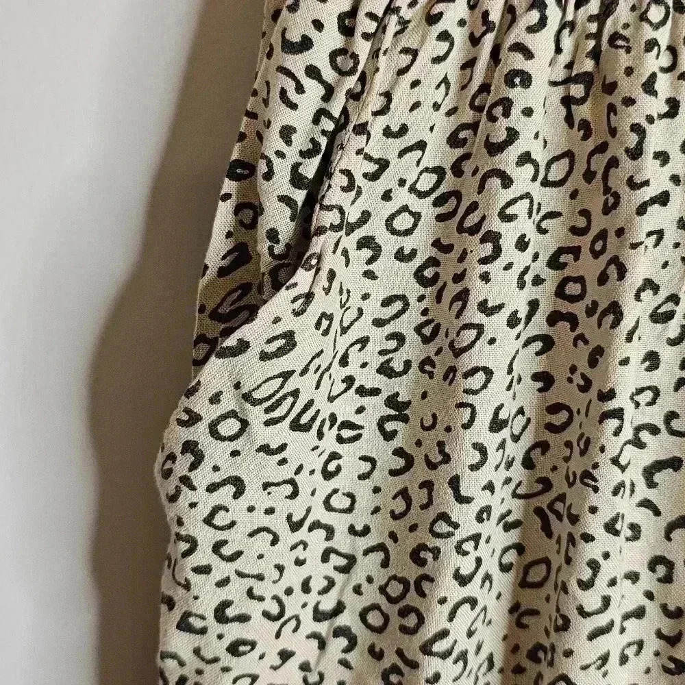 Jessica Simpson Tan/Black Leopard PrintRuched Top Wide Leg Jumpsuit Size XS - Picture 3 of 5